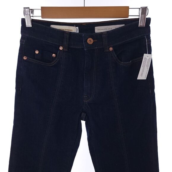 Pilcro and The Letterpress Athropologie Solid Blue Denim Cropped Jeans Womens 25 - Picture 4 of 12